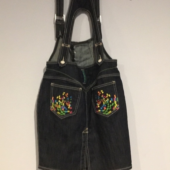 COOGI Jeans Vintage 90s Dark Denim overall skirt - Picture 7 of 9